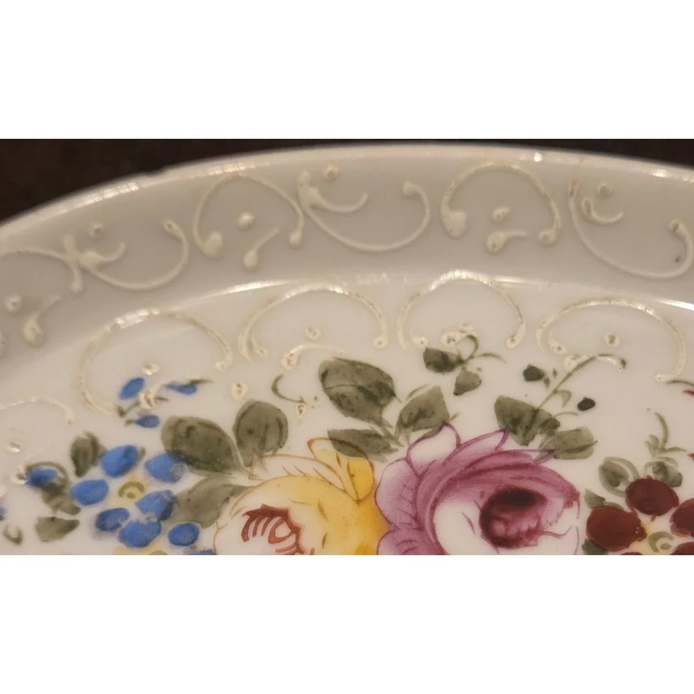 Goldcastle Trinket‎ Dish Small Cream Floral Moriage Hand Painted Japan